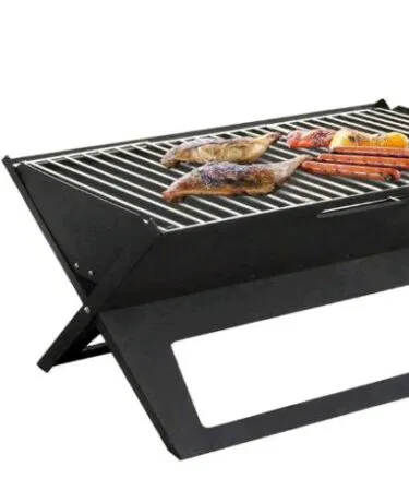 Portable folding charcoal BBQ grill stand for camping and picnics, heavy duty outdoor barbecue sold in Pakistan