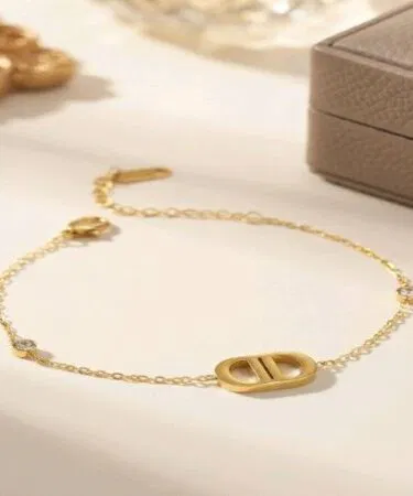 Minimalist Golden "CD" Monogram Bracelet | Khareedo