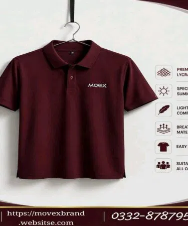 MoveX Premium Lycra Cotton Polo Shirt for Men in Black, Red, Blue, comfortable fit, sold in Pakistan
