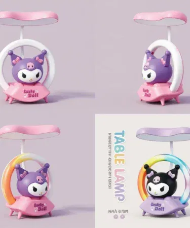 Cartoon small table & desk lamp for kids with 360° flexible arm, 3-level lighting, USB rechargeable, eye-caring.