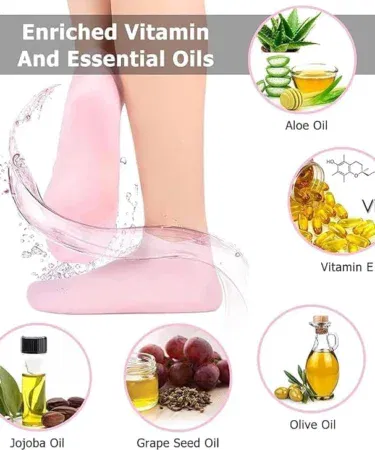 Moisturizing silicon gel heel socks for dry skin and cracked heels, anti-bacterial foot care, reusable full foot protectors.