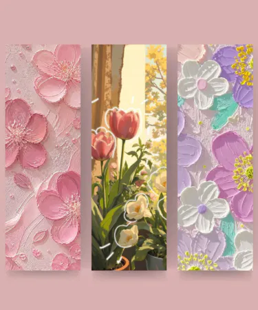 Fanan 3D floral oil painting textured palette knife flower bookmarks set for books sold in Pakistan