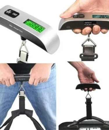 Portable digital luggage scale with LCD display and unit conversion for travel in Pakistan