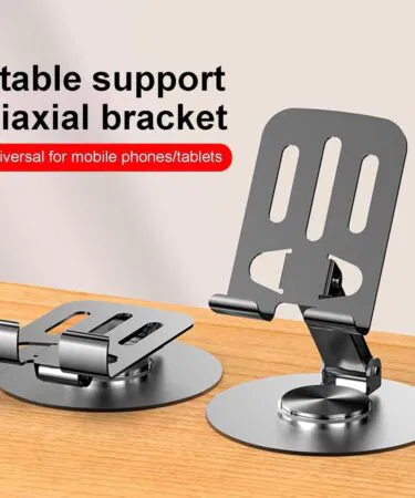 ZY034 adjustable desktop mobile phone holder in grey, premium ABS metal, 360 degree rotating universal table mount.