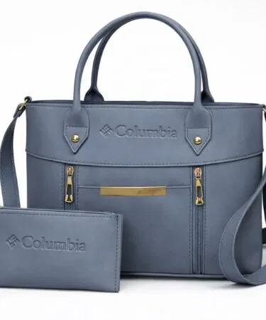 Black Luxe Signature 2-piece tote handbag set for women with matching pouch, premium quality.