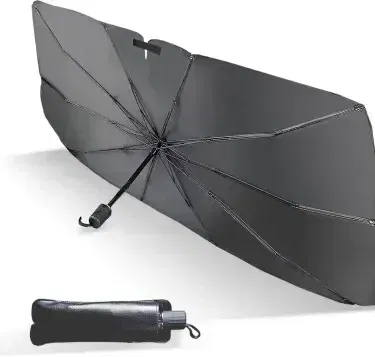 Foldable car windshield sunshade umbrella with UV protection and heat shield for front windshield interior protection
