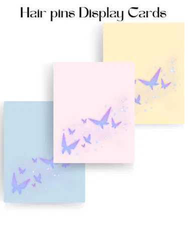 Pastel butterfly hair pin display cards for small businesses, 30 pcs pack, sold in Pakistan