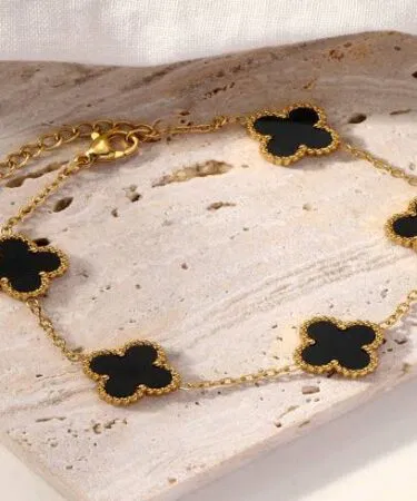 Black Clover Bracelet for Women | Gold Plated | Khareedo