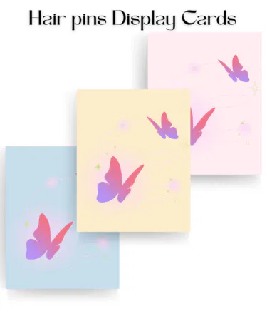30 Pcs Aura Gradient Butterfly Hair Pin Display Cards for Small Business Packaging in Pakistan