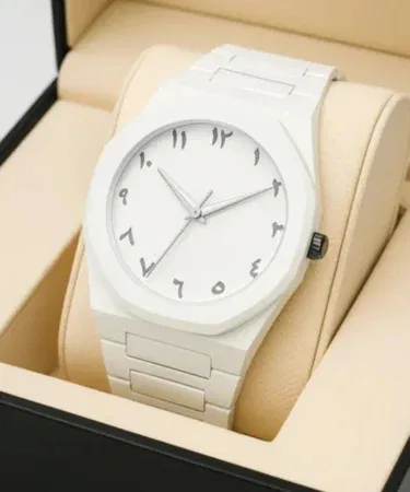 Elegant white Aura Watch for Men, stylish and trendy wrist watch for men, high quality, sold in Pakistan