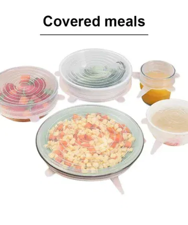 6 Pcs Silicone Stretch Lids Reusable Airtight Food Wrap Covers for Bowls Kitchen Accessory