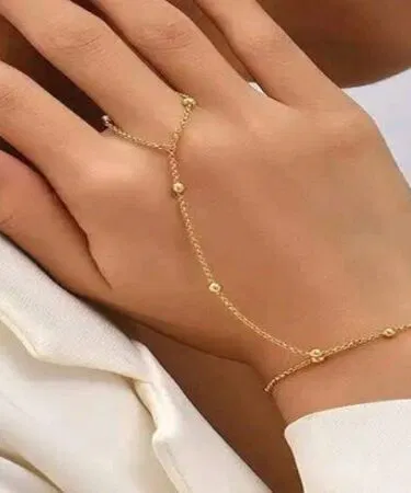 Gold Hand Harness Bracelet with Ring for Women | Khareedo