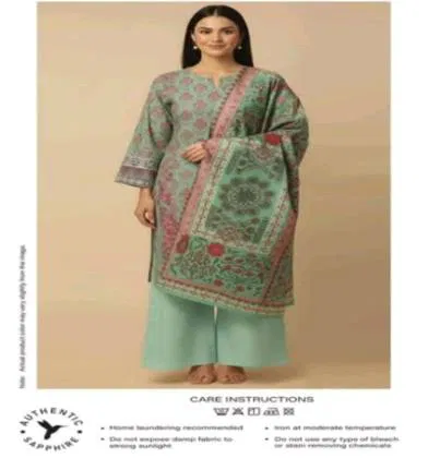 Green Sapphire women's 3-piece unstitched lawn kurti set for everyday wear in Pakistan