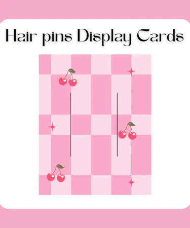 Pink Cherry Checkered Hair Pin Display Cards 30 Pcs for small business packaging in Pakistan