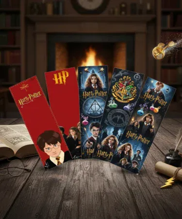 Pack of 5 premium Harry Potter wizard magic design bookmarks for books, sold in Pakistan.