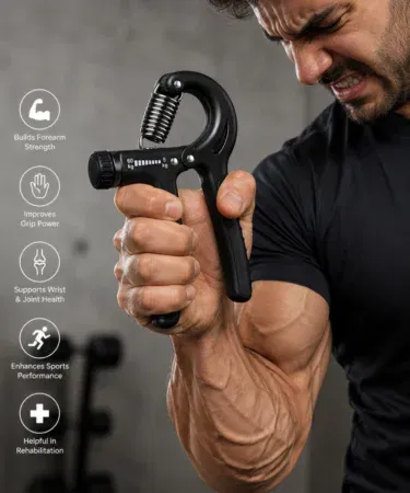 Adjustable Hand Grip Strengthener Set Black & Orange for finger, wrist, forearm exercise in Pakistan