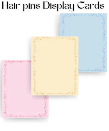 Pack of 30 aesthetic floral vine hair pin display cards in pink, blue, and cream for jewelry and accessories.