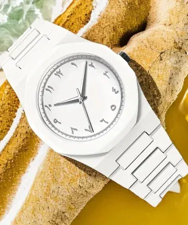 Elegant white Aura Watch for Men, stylish and trendy wrist watch for men, high quality, sold in Pakistan