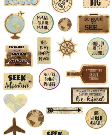 Traveler stickers pack for laptops, mobiles, and journals, ideal for decoration, sold in Pakistan.