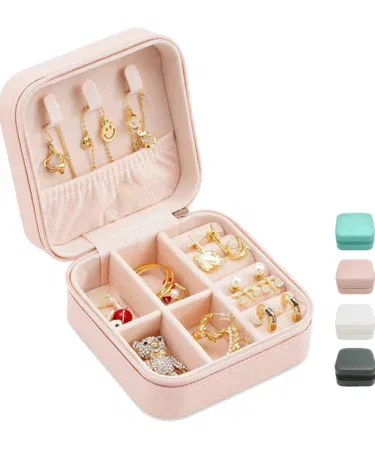 SP Dealz mini faux leather jewellery box case for women and girls, portable travel organiser