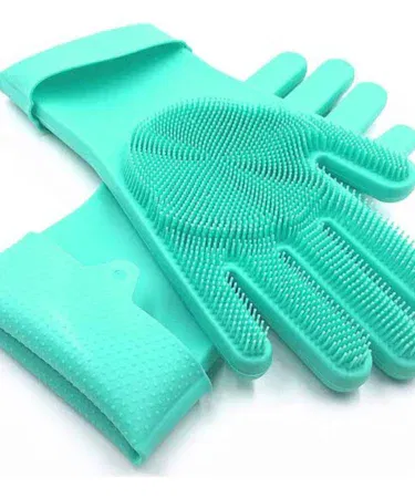 2 pcs kitchen washing gloves with built-in scrubber for dishwashing, available in Pakistan