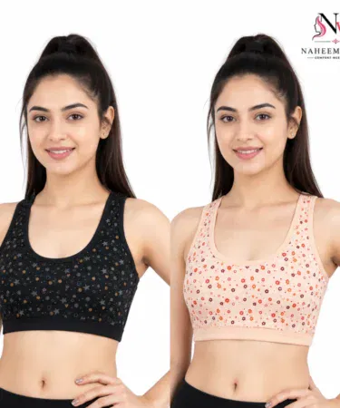 Pack of 2 teen girls black and skin color cotton sleeveless blouses free size everyday wear Naheem Wear