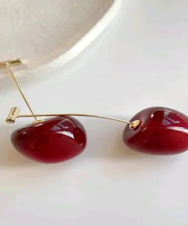 Trending red cherry drop earrings for women, Korean style, lightweight fashion jewelry, Pakistan