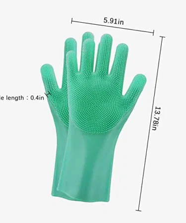 2 pcs kitchen washing gloves with built-in scrubber for dishwashing, available in Pakistan