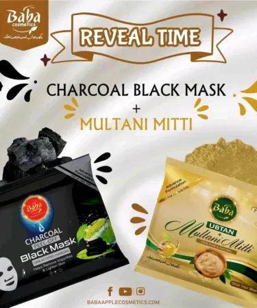 Baba Charcoal Black Mask + Multani Mitti Ubtan Combo | Khareedo