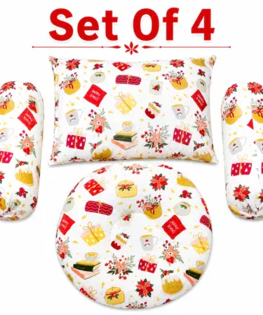 4 Pcs Baby Support Pillow Set with Head Pillow for Newborn Sleeping & Sitting Cushion