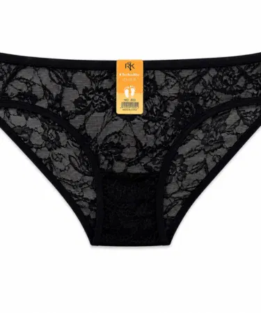 Pack of 2 women's premium net lace underwears, soft stretchable mesh panties, black & skin color, for girls and women.