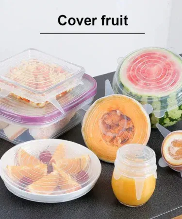 6 Pcs Silicone Stretch Lids Reusable Airtight Food Wrap Covers for Bowls Kitchen Accessory