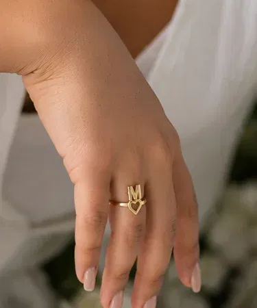 Adjustable love heart initial ring for women and men, comes with a zip pouch, sold in Pakistan