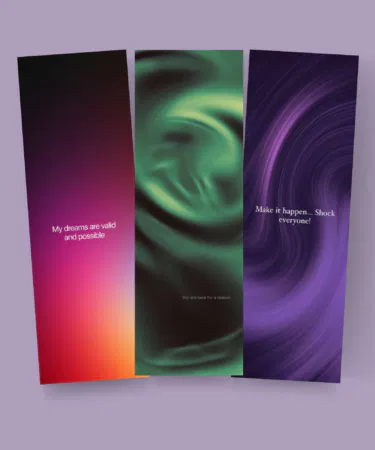 Fanan Aura Gradient & Fluid Wave Bookmarks Set of 3 with inspiring quotes, sold in Pakistan