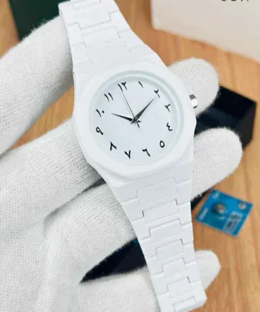 Elegant white Aura Watch for Men, stylish and trendy wrist watch for men, high quality, sold in Pakistan