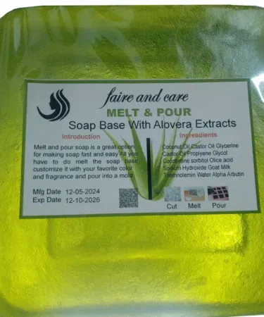 Fair and Care Glycerin Soap Base with Aloe Vera Extracts for handmade soap, transparent, moisturizing, gentle, Pakistan