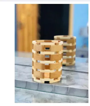 Handmade round wooden spoon stand and rack holder for kitchen utensils, sold in Pakistan