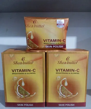 2 PC Shea Butter Vitamin C 3 Step Skin Polish Facial Kit for Brightening and Glowing Skin