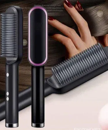 Electric hair straightener brush 909 for women and men, fast heating, anti-static, detangling comb for smooth shiny hair