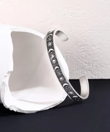 Inspirational engraved stainless steel cuff bracelet for women and teen girls, personalized gift for loved ones in Pakistan.