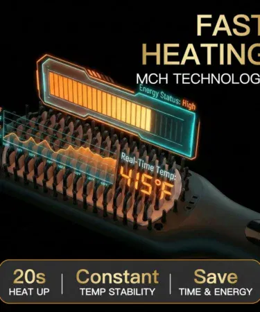 Professional ceramic ionic hair straightener brush with fast heating and anti-scald design, dual voltage, sold in Pakistan.