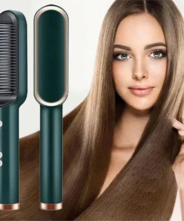 Premium 2-in-1 hair straightening brush and curler, fast heat styling comb for women in Pakistan.