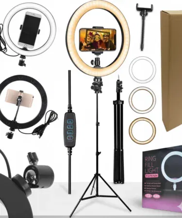 26CM LED ring light with 7ft tripod stand and mobile holder for photography and vlogging