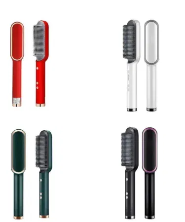 Electric hair straightener brush 909 for women and men, fast heating, anti-static, detangling comb for smooth shiny hair