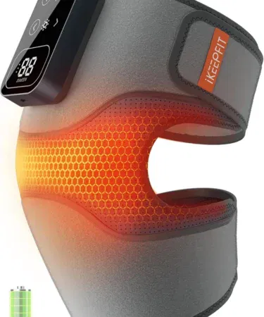 Cordless electric knee massager with heat and vibration modes for relaxation, suitable for men and women in Pakistan.