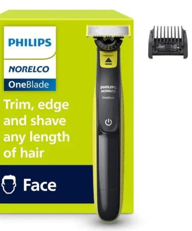 Men's hybrid beard trimmer and electric shaver with 360 flexible blade, rechargeable and cordless.