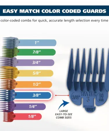 Cordless rechargeable hair clipper and trimmer with color guide combs for men, women, and kids in Pakistan.