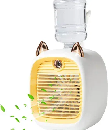 Portable mini cat air cooler fan, USB rechargeable, 3-in-1 cooling, humidifier, air purifier for Pakistan.
