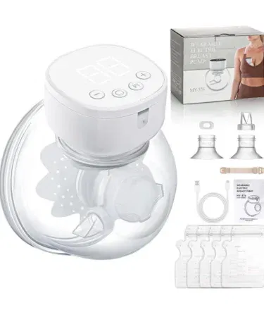 Double wearable electric breast pump with 24mm shields, rechargeable, low noise, BPA-free, for mothers in Pakistan.
