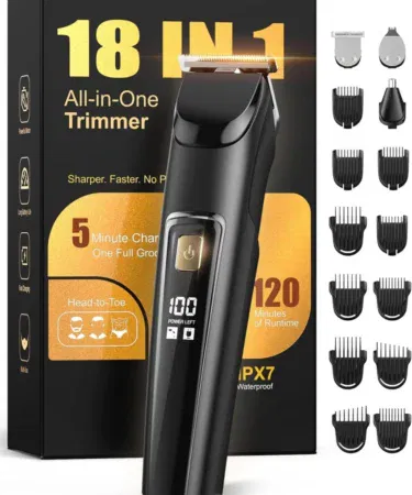 Waterproof rechargeable all-in-one beard trimmer for men, hair clipper, nose ear trimmer, body groomer sold in Pakistan